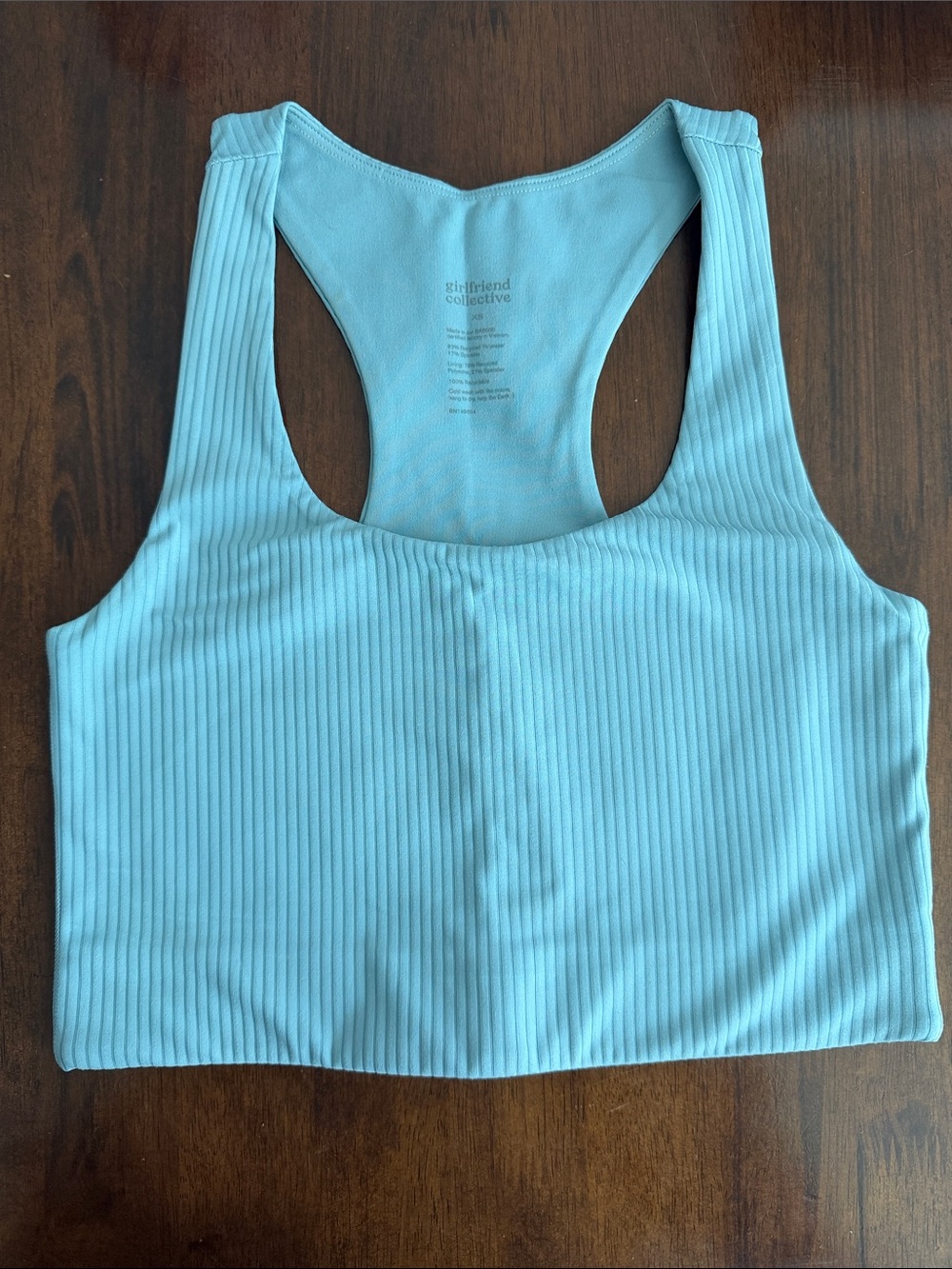 NWOT - Girlfriend Collective Sky Blue Ribbed Racerback Sports Bra